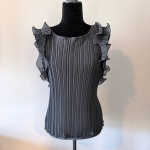 She + Sky Black Ruffle Blouse